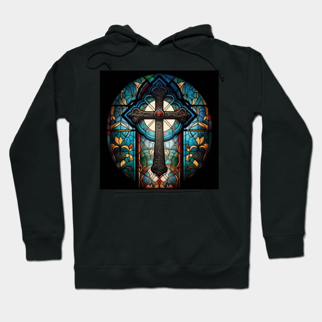 Holy Cross with Stained Glass Windows Hoodie by BeachBumPics